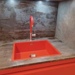 Gekleurde spoelbak vlak inbouw in Dekton